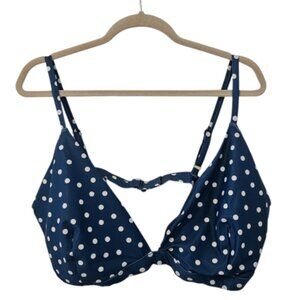 Blue and White Old Navy Women's Triangle Polka Dot Bikini Top